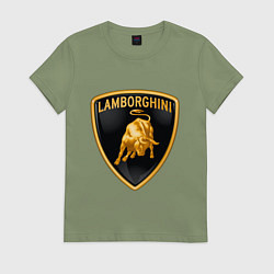 Футболка хлопковая женская Lamborghini logo, цвет: авокадо