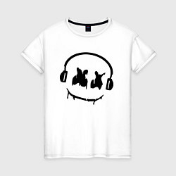 Футболка хлопковая женская Marshmello Music, цвет: белый
