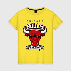 Футболка хлопковая женская Chicago Bulls est. 1966, цвет: желтый