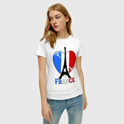 Футболка хлопковая женская France Love, цвет: белый — фото 2