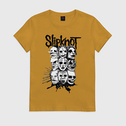 Футболка хлопковая женская Slipknot Faces, цвет: горчичный