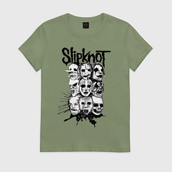 Футболка хлопковая женская Slipknot Faces, цвет: авокадо