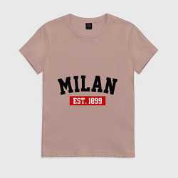 Футболка хлопковая женская FC Milan Est. 1899, цвет: пыльно-розовый