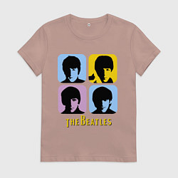 Футболка хлопковая женская The Beatles: pop-art, цвет: пыльно-розовый