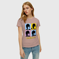 Футболка хлопковая женская The Beatles: pop-art, цвет: пыльно-розовый — фото 2
