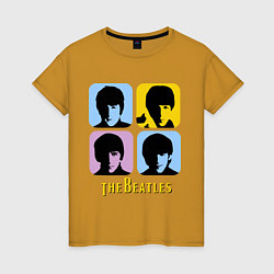 Футболка хлопковая женская The Beatles: pop-art, цвет: горчичный