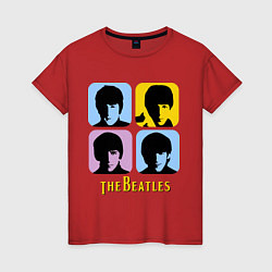 Футболка хлопковая женская The Beatles: pop-art, цвет: красный