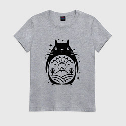 Футболка хлопковая женская Мой сосед Тоторо, цвет: меланж