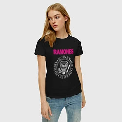 Футболка хлопковая женская Ramones Boyband, цвет: черный — фото 2