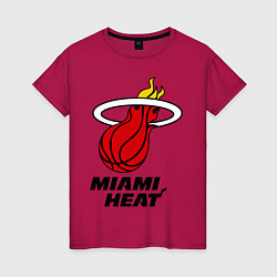 Футболка хлопковая женская Miami Heat-logo, цвет: маджента