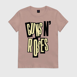 Футболка хлопковая женская Guns n Roses: cream, цвет: пыльно-розовый