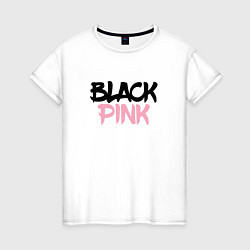 Футболка хлопковая женская Black Pink Graffiti, цвет: белый
