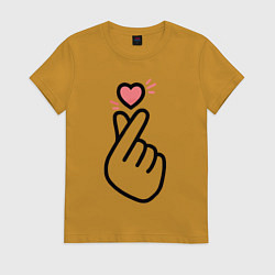 Футболка хлопковая женская K-pop: Faith Love, цвет: горчичный