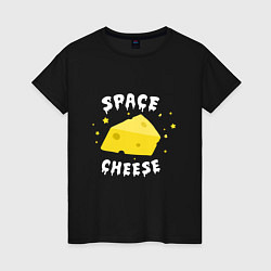 Футболка хлопковая женская Space Cheese, цвет: черный