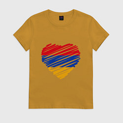 Футболка хлопковая женская Сердце Армении, цвет: горчичный