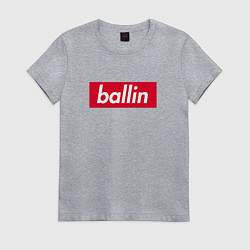 Футболка хлопковая женская Ballin Kizaru, цвет: меланж