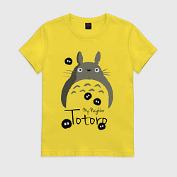 Футболка хлопковая женская My Neighbor Totoro, цвет: желтый