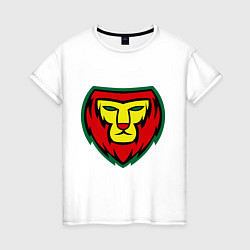 Футболка хлопковая женская Lion red yellow green, цвет: белый