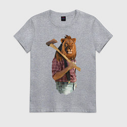 Футболка хлопковая женская Lion lumberjack, цвет: меланж