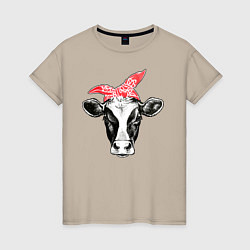 Женская футболка Корова в бандане