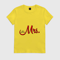 Футболка хлопковая женская Mrs: Just married, цвет: желтый