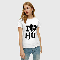 Футболка хлопковая женская I love HU, цвет: белый — фото 2