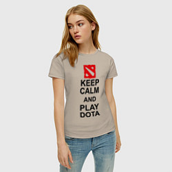 Футболка хлопковая женская Keep Calm & Play Dota, цвет: миндальный — фото 2