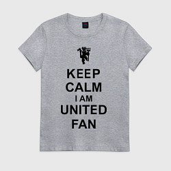 Футболка хлопковая женская Keep Calm & United fan, цвет: меланж