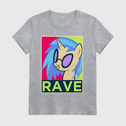 Футболка хлопковая женская DJ Pon-3 RAVE, цвет: меланж