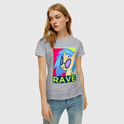 Футболка хлопковая женская DJ Pon-3 RAVE, цвет: меланж — фото 2