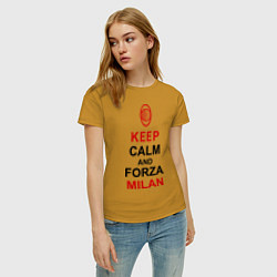 Футболка хлопковая женская Keep Calm & Forza Milan, цвет: горчичный — фото 2