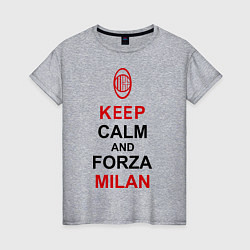 Футболка хлопковая женская Keep Calm & Forza Milan, цвет: меланж