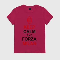 Футболка хлопковая женская Keep Calm & Forza Milan, цвет: маджента