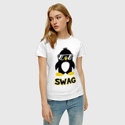 Футболка хлопковая женская SWAG Penguin, цвет: белый — фото 2
