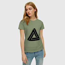 Футболка хлопковая женская Triangle Visual Illusion, цвет: авокадо — фото 2