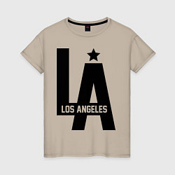 Футболка хлопковая женская Los Angeles Star, цвет: миндальный