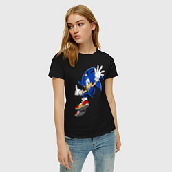 Футболка хлопковая женская Sonic, цвет: черный — фото 2