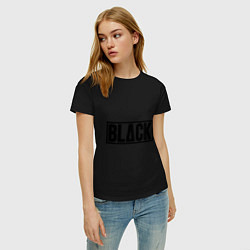 Футболка хлопковая женская BLACK цвета черный — фото 2