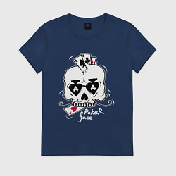 Футболка хлопковая женская Poker Face, цвет: тёмно-синий