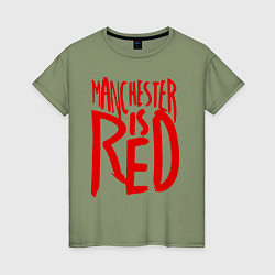 Футболка хлопковая женская Manchester is Red, цвет: авокадо