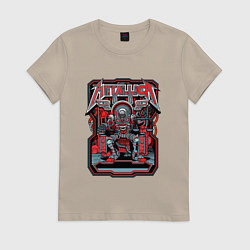 Футболка хлопковая женская Metallica: Robot Style, цвет: миндальный