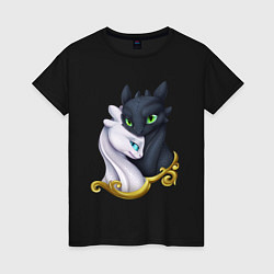 Футболка хлопковая женская Дневная и ночная фурия, цвет: черный