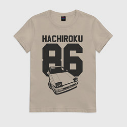 Футболка хлопковая женская Toyota AE86 Hachiroku, цвет: миндальный