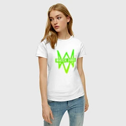 Футболка хлопковая женская Watch Dogs: Green Logo, цвет: белый — фото 2