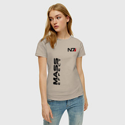 Футболка хлопковая женская MASS EFFECT N7, цвет: миндальный — фото 2
