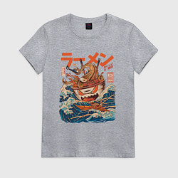 Футболка хлопковая женская Great Ramen: Kanagawa, цвет: меланж