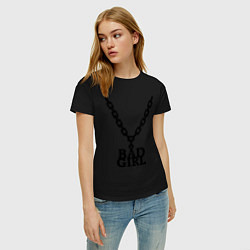 Футболка хлопковая женская Bad girl chain, цвет: черный — фото 2