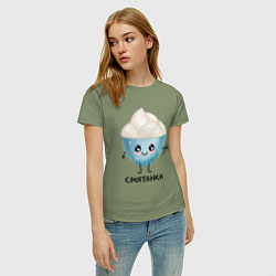 Футболка хлопковая женская Смятанка, цвет: авокадо — фото 2