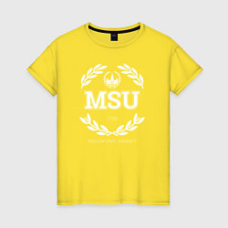 Футболка хлопковая женская MSU, цвет: желтый