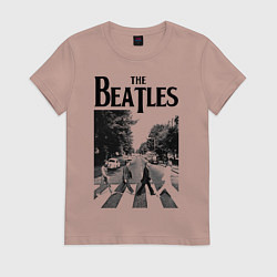 Футболка хлопковая женская The Beatles: Mono Abbey Road, цвет: пыльно-розовый